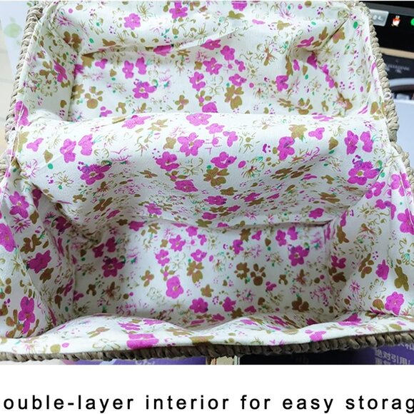 Summer Straw Purse Beach Shoulder Bags for Women Cute Wicker Woven Basket Tote B - Picture 5 of 7